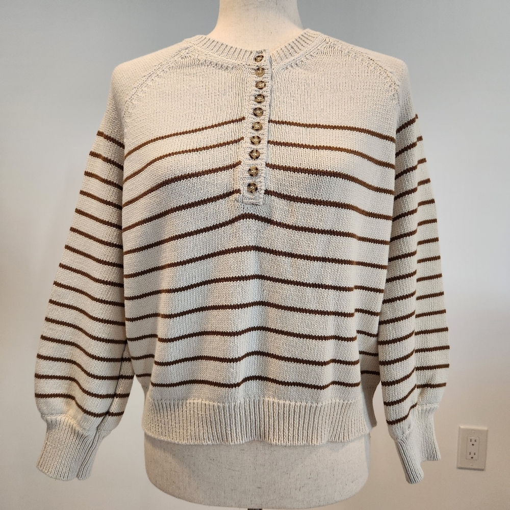 Sezane Léontine Jumper, Ecru/Camel, Small